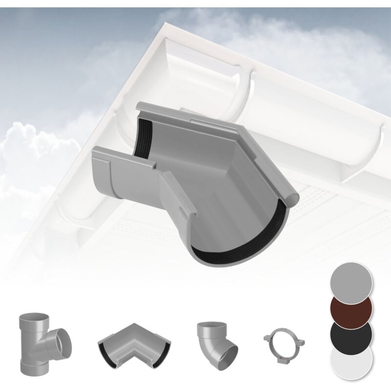 foto del prodotto rainway sistema di grondaie 90mm in plastica pvc, selezione di componenti 90 grigio, angolo esterno 135