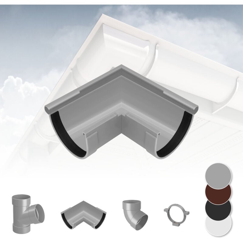 foto del prodotto rainway sistema di grondaie 90mm in plastica pvc, selezione di componenti 90 grigio, angolo esterno 90