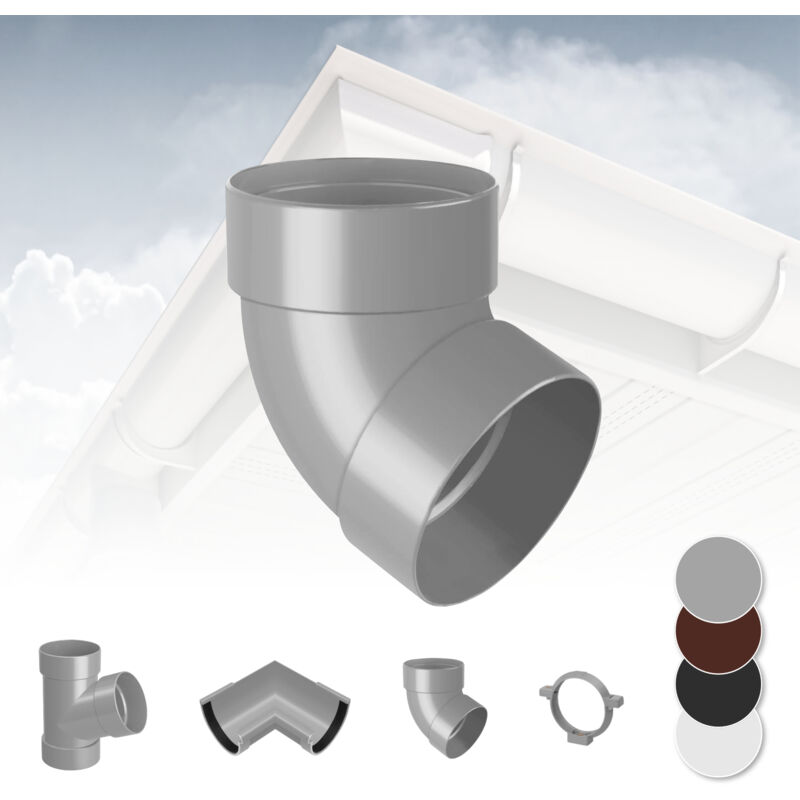 foto del prodotto rainway sistema di grondaie 90mm in plastica pvc, selezione di componenti 90 grigio, curva 67 doppia