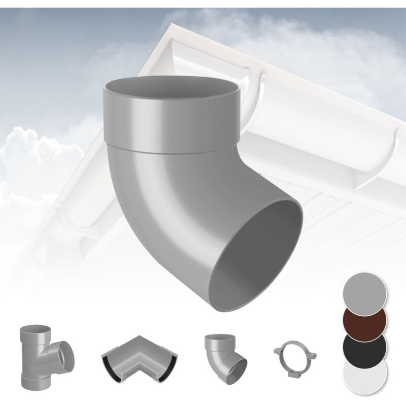 foto del prodotto rainway sistema di grondaie 90mm in plastica pvc, selezione di componenti 90 grigio, curva del tubo 67 singola