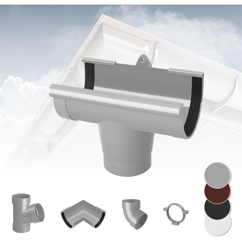 foto del prodotto rainway sistema di grondaie 90mm in plastica pvc, selezione di componenti 90 grigio, guscio di collegamento alla grondaia