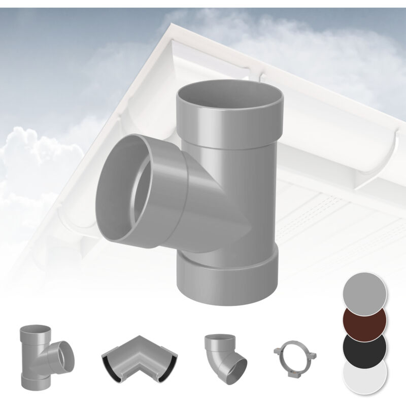 foto del prodotto rainway sistema di grondaie 90mm in plastica pvc, selezione di componenti 90 grigio, ramo di tubo a 67 