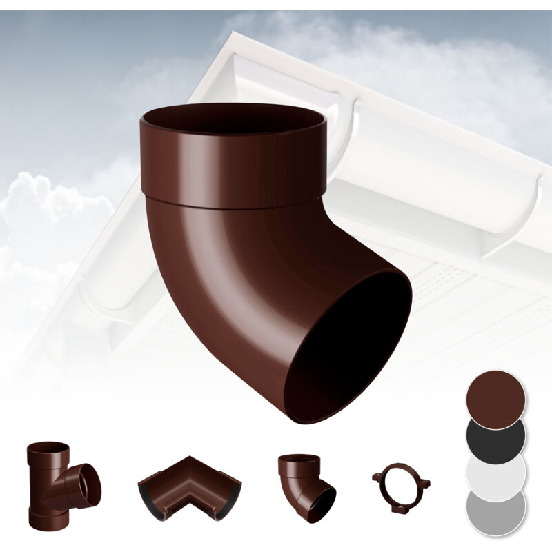 foto del prodotto rainway sistema di grondaie 90mm in plastica pvc, selezione di componenti 90 marrone, curva del tubo 67 singola