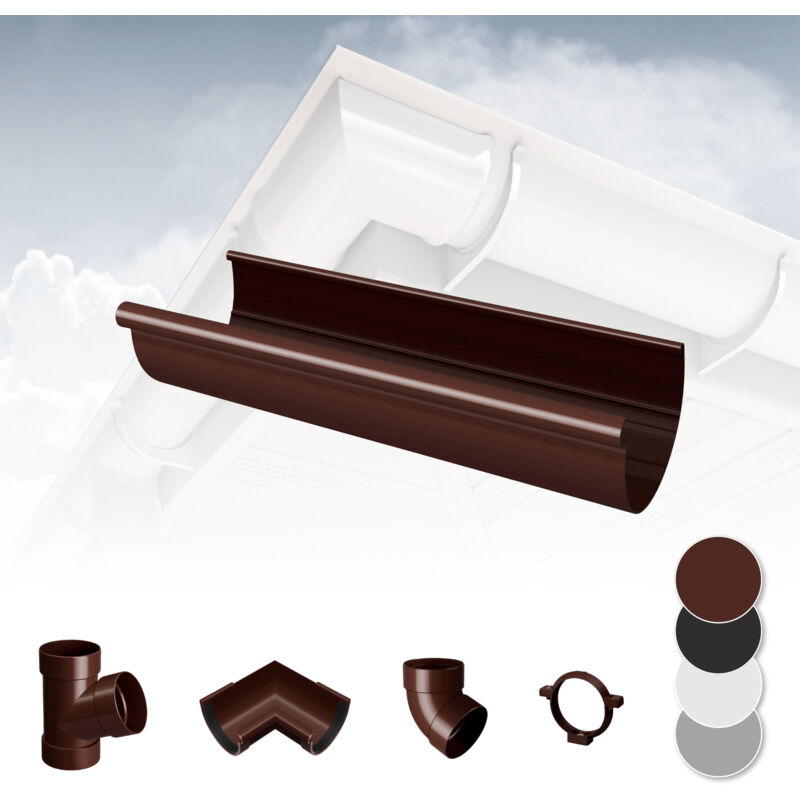 foto del prodotto rainway sistema di grondaie 90mm in plastica pvc, selezione di componenti 90 marrone, grondaia