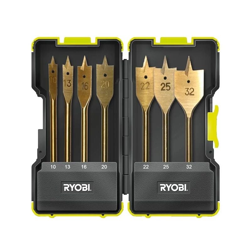 foto del prodotto rak07sb kit 7 mecchie punte legno trapano avvitatore valigietta ryobi