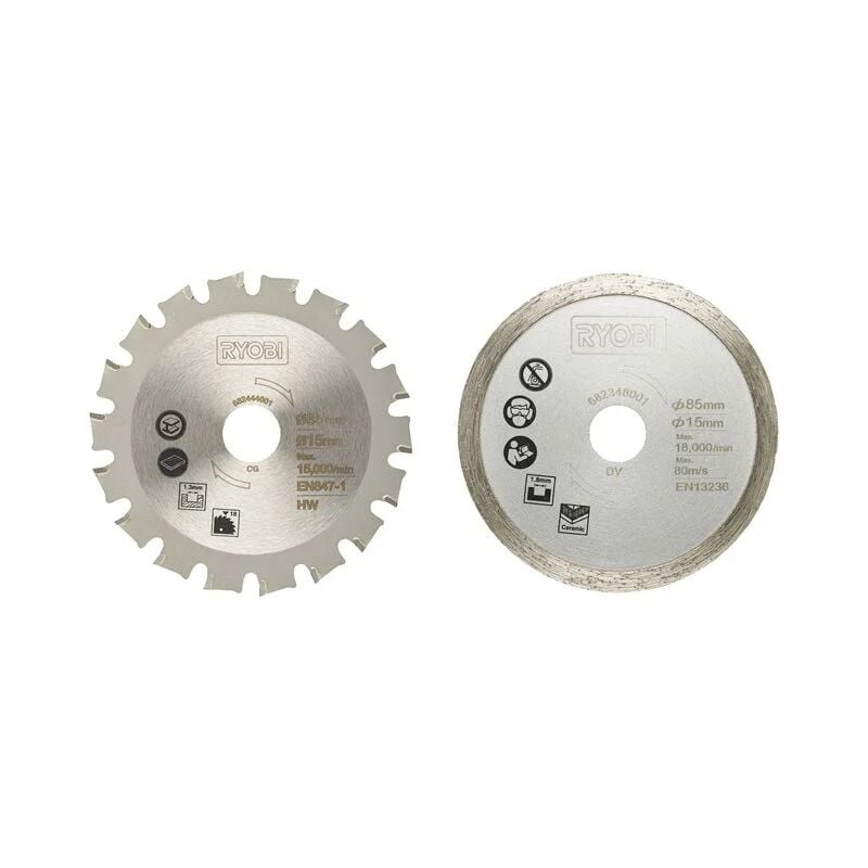 foto del prodotto rakmms02k set 2 lame sega circolare 86mm 15mm multi materiale r18mms ryobi