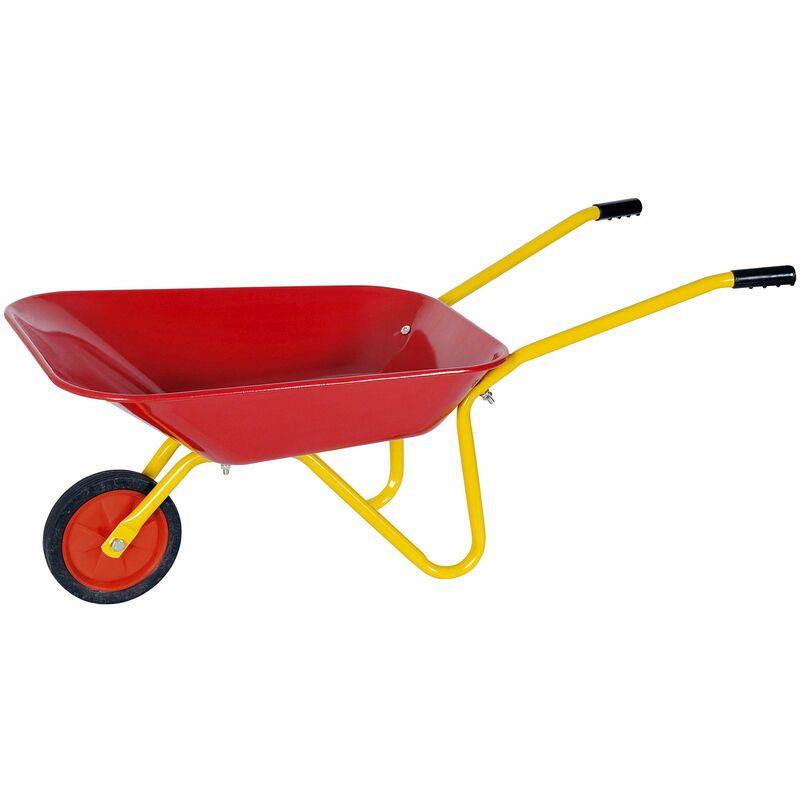 foto del prodotto rama carriola per bambini in acciaio verniciato rosso e giallo