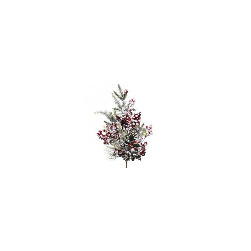 foto del prodotto ramo decorativo con bacche rosse e pigne effetto ghiaccio 10x20x h70 cm
