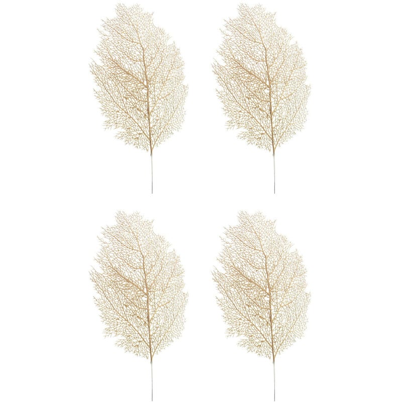 foto del prodotto ramo natalizio foglia glitterato decorazioni rametti addobbi natale 60 cm 4pz colore oro