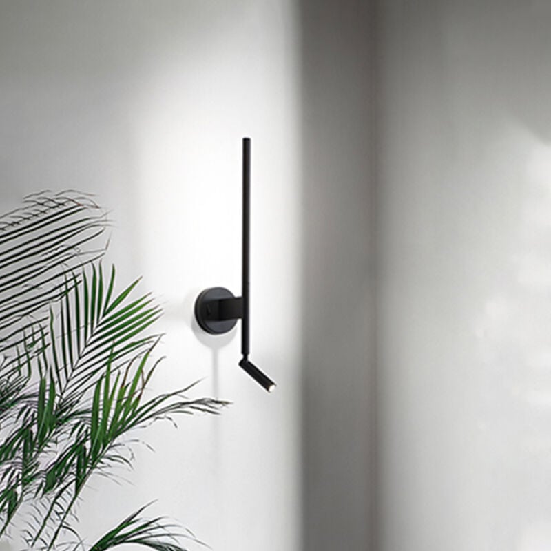 foto del prodotto ramon applique 2 luci in metallo verniciato colore nero con diffusoe e faretto orientabili led 6w 420lm 3w 210lm 3000k