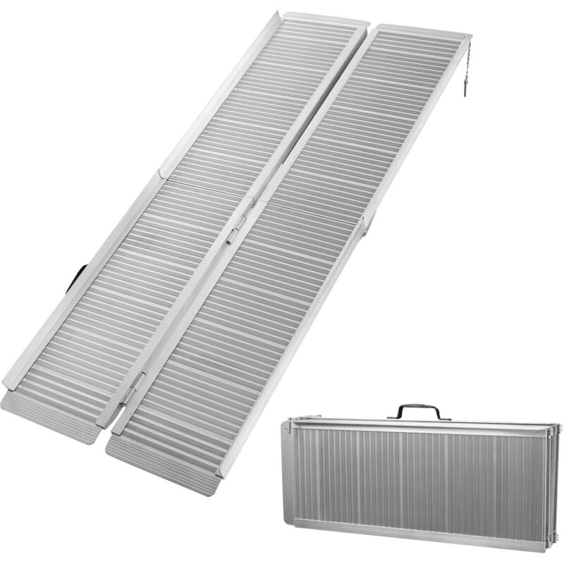 foto del prodotto rampa a valigia per sedia a rotelle, pieghevole mobile antiscivolo, in alluminio 122cm 270kg