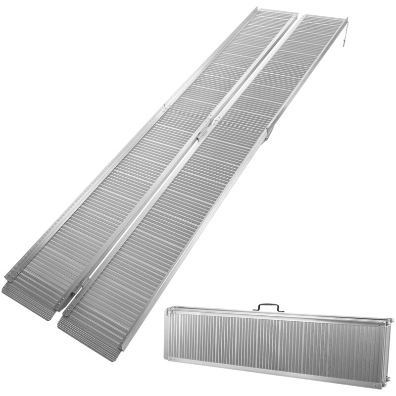 foto del prodotto rampa a valigia per sedia a rotelle, pieghevole mobile antiscivolo, in alluminio 244cm 270kg