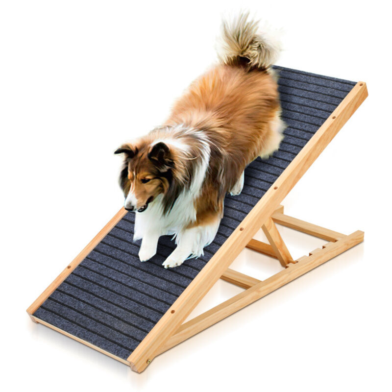 foto del prodotto rampa per cani scala pieghevole per cani 120 cm rampa per auto per cani altezza regolabile antiscivolo in legno swanew