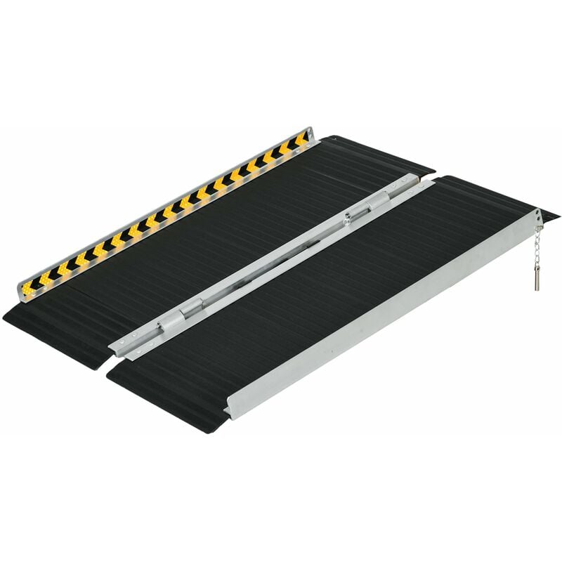 foto del prodotto rampa per sedia a rotelle pieghevole 91x73,6x5,1 cm con deflettori e adesivi in alluminio nero