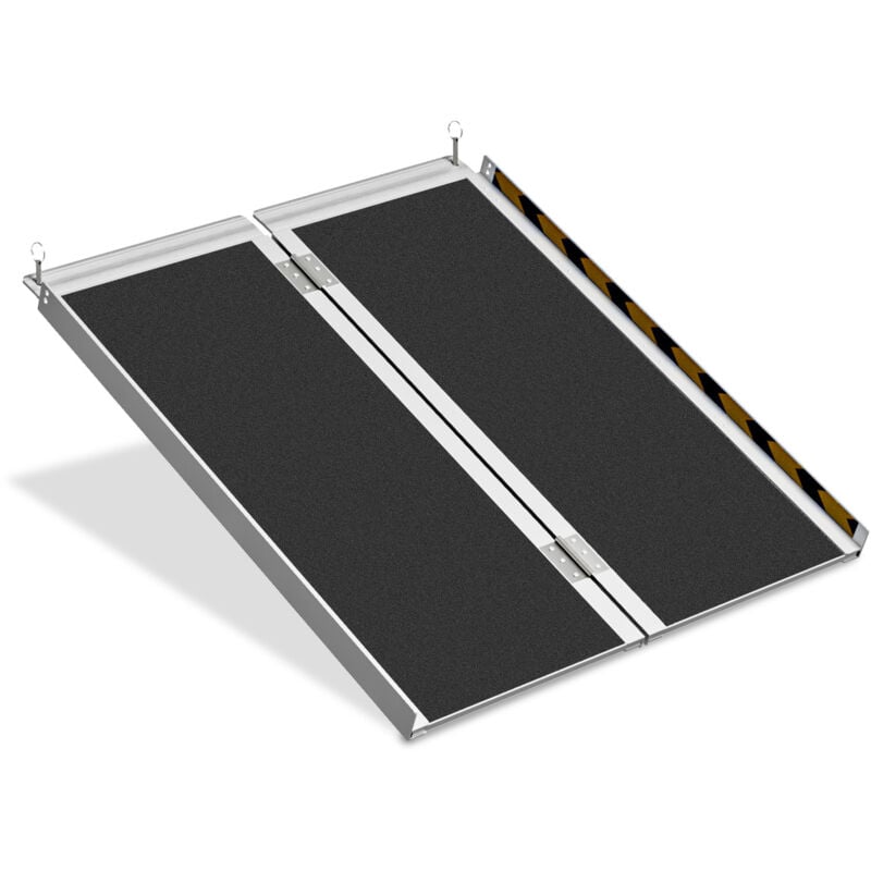 foto del prodotto rampa per sedie a rotelle rampa di accesso pieghevole 2x alluminio superficie antiscivolo 270kg capacità 91cm