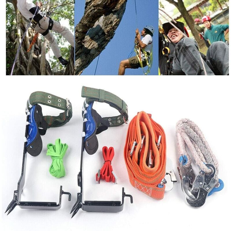 foto del prodotto ramponi per saloni e saloni per arrampicata e arrampicata con cordino e cintura di sicurezza per alpinismo, arrampicata e arrampicata