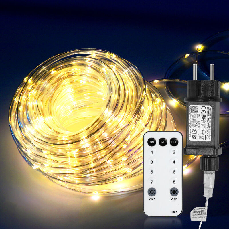 foto del prodotto randaco 10 metri di tubo luminoso a led, luce led per interni ed esterni per giardino, natale, matrimonio, festa, soggiorno, striscia luminosa a led