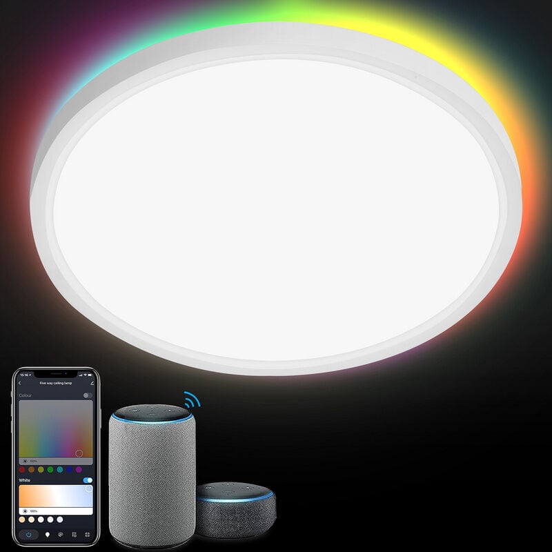 foto del prodotto randaco 24w rgb plafoniera plafoniere retroilluminazione led plafoniera ip44 dimmerabile bluetooth wifi