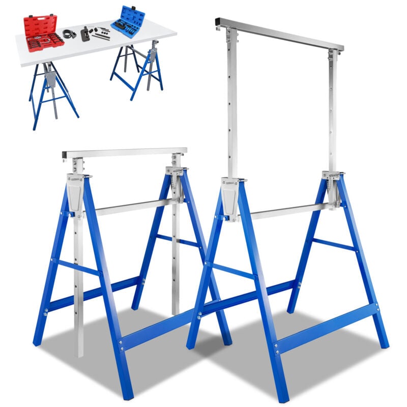 foto del prodotto randaco 2x cavalletti telescopici, altezza regolabile 80 130cm, blu, carico massimo 200 kg