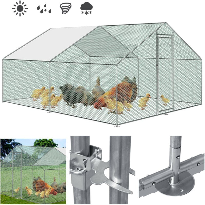 foto del prodotto randaco all esterno del pollaio xxl 3x4x2m piccolo pollaio in acciaio zincato con serratura