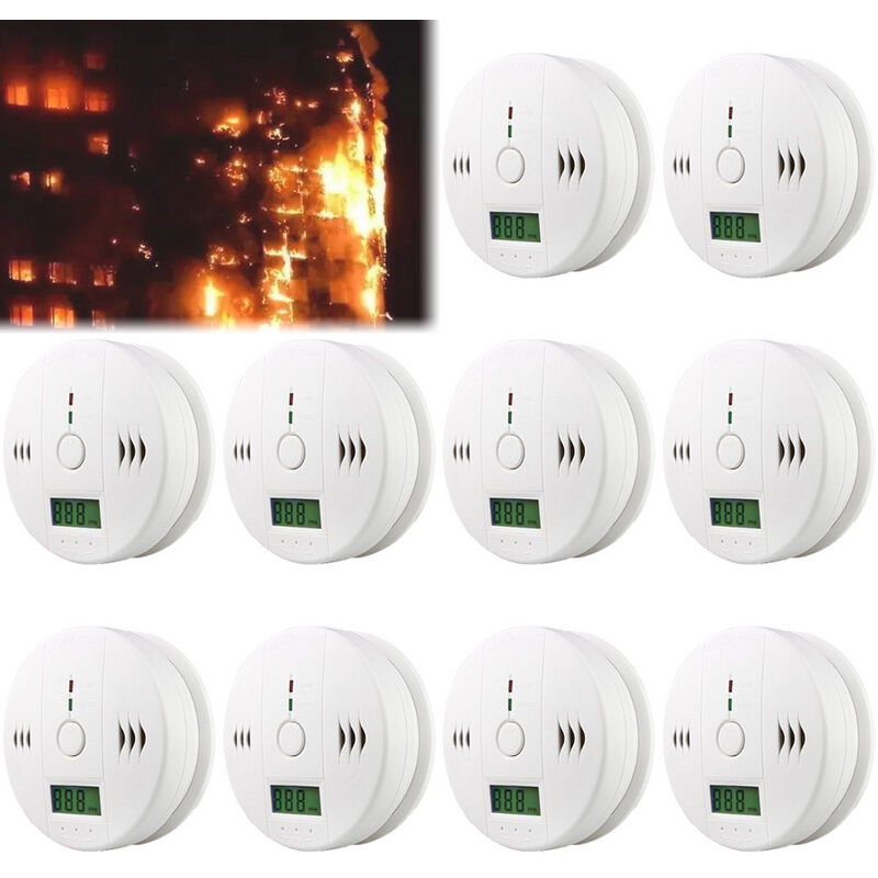 foto del prodotto randaco allarme diventatore co 10x rilevatore di gas monossido di carbonio rilevatore di fumo gaswarner lcd visualizza il sensore di protezione del