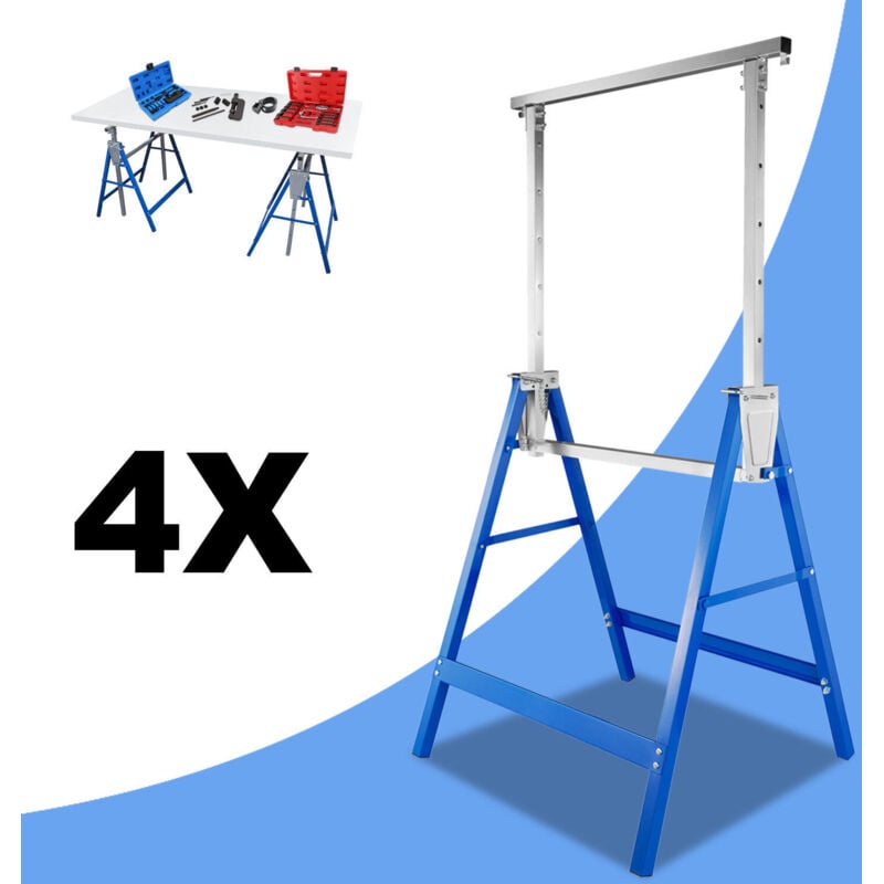 foto del prodotto randaco cavalletti telescopici confezione da 4, cavalletto pieghevole in metallo, carico massimo 200 kg, blu