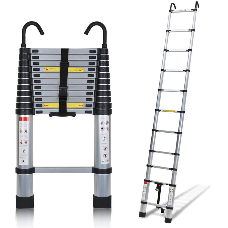 foto del prodotto randaco escalera telesc pica aluminio con gancho escalera plata multifunci n port til plegable 3,2m