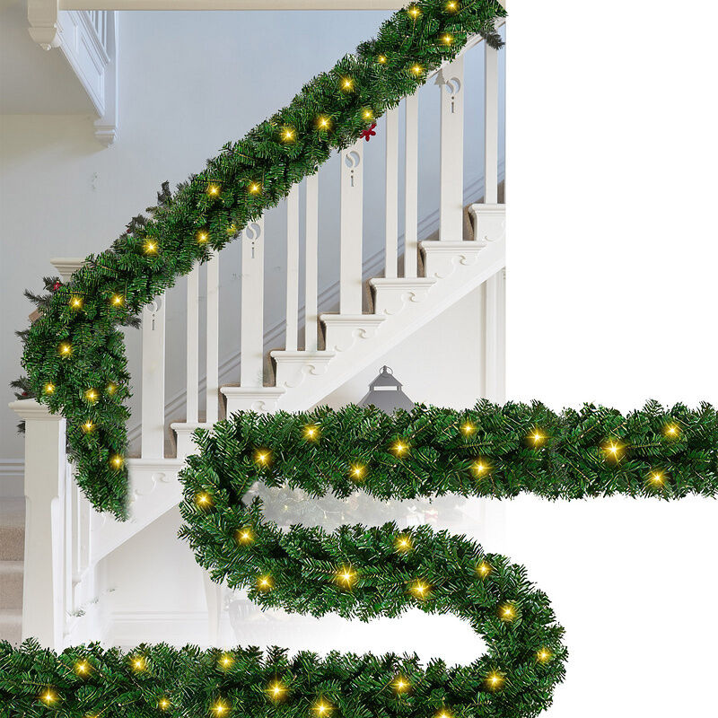 foto del prodotto randaco ghirlanda di natale decorazioni ghirlanda natalizia con luci a led, ghirlanda di natale artificiale, per camini,scale,decorazioni