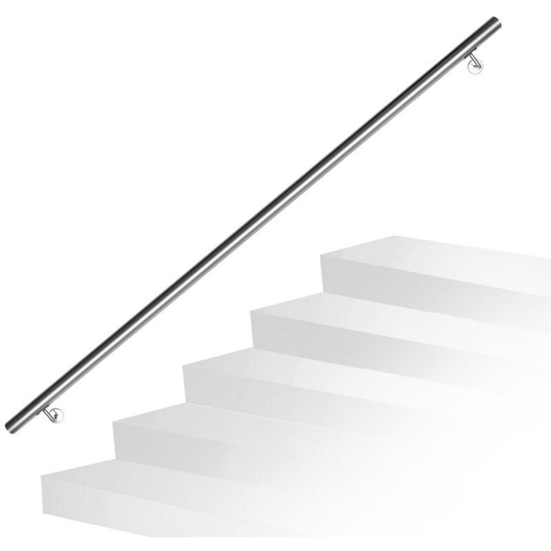 foto del prodotto randaco main courante, inox rampe d escalier rond, int rieur ext rieur 42 mm, support mural, argent 180cm