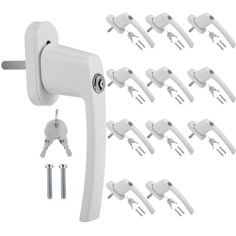 foto del prodotto randaco maniglia per finestra bloccabile maniglia per finestra di sicurezza 2x chiavi serratura in alluminio bianco 12x