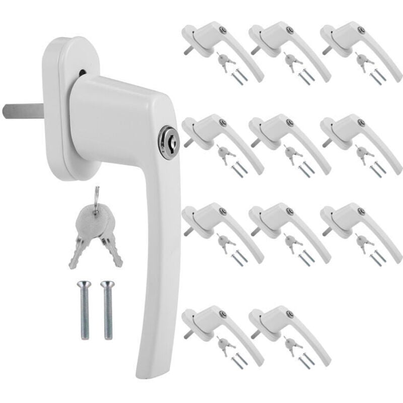 foto del prodotto randaco maniglia per finestra con serratura pomolo per balcone maniglia per porta finestra 35 mm alu bianco 12x