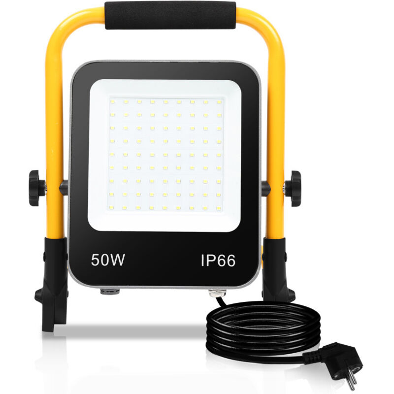 foto del prodotto randaco proiettore led da esterno ip66 bianco freddo con treppiede 50w
