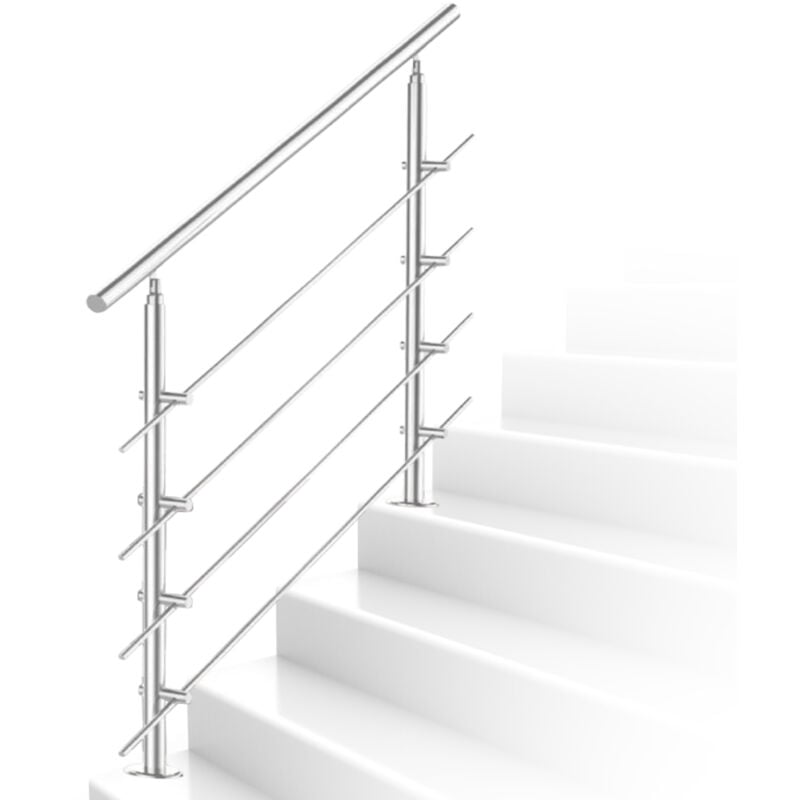 foto del prodotto randaco ringhiera 100 cm acciaio inox 4 binari corrimano balaustra aiuto scala balcone interno esterno