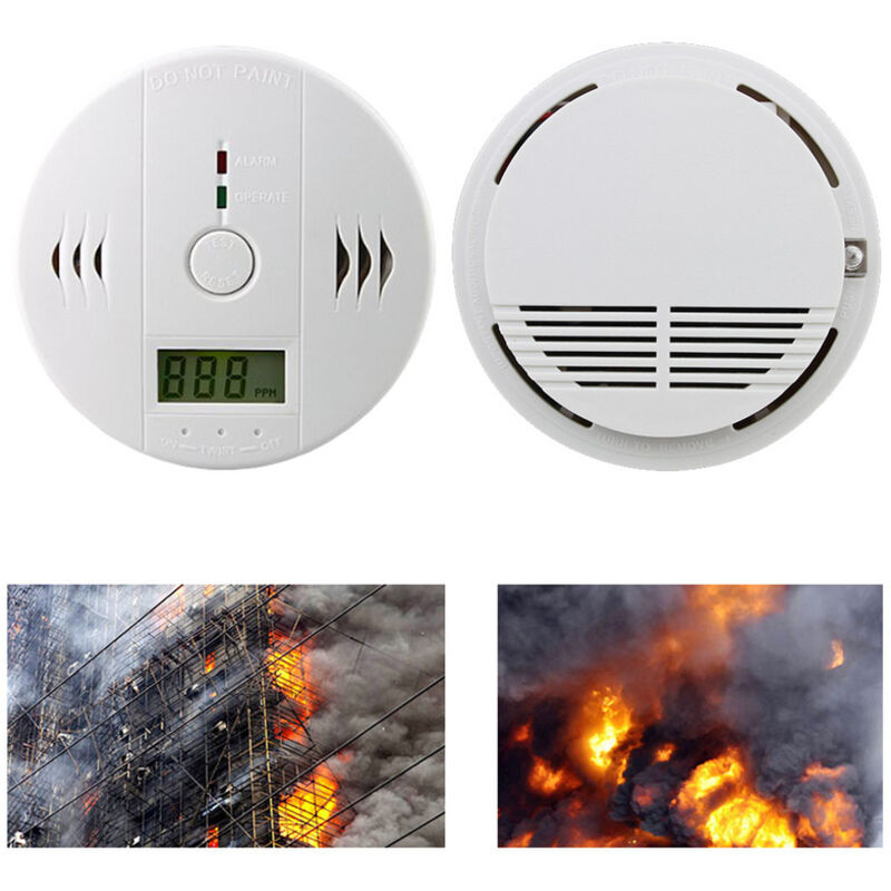 foto del prodotto randaco rivelatore di co allarme monossido di carbonio 2x rilevatore di fumo rilevatore di gas gaswarner lcd visualizza il sensore di protezione