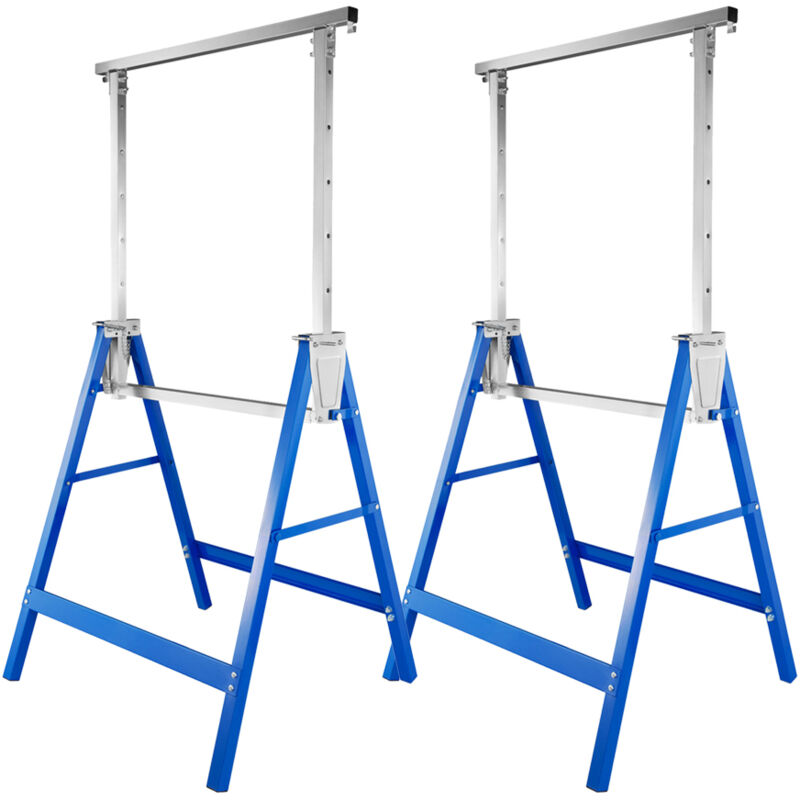 foto del prodotto randaco set di 2 cavalletti telescopici pieghevoli, altezza regolabile 80 130cm , carico massimo 200 kg, blu