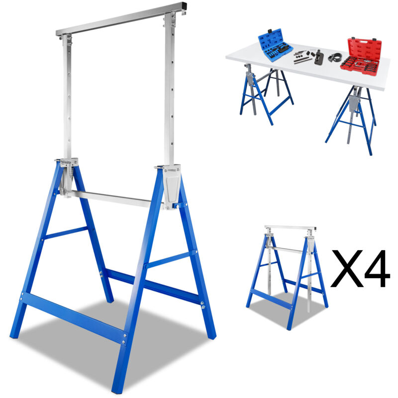 foto del prodotto randaco set di 4 cavalletti telescopici in metallo, h. 80 130cm, carico massimo 200 kg, blu
