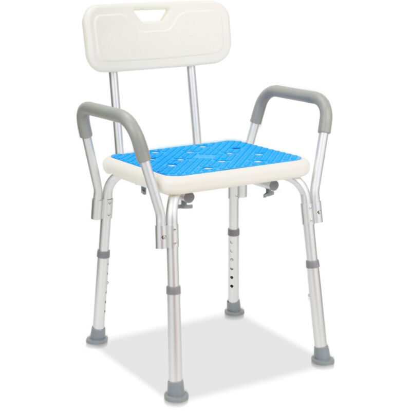 foto del prodotto randaco sgabello per doccia sedile per doccia regolabile in altezza fino a 136 kg sgabello per bagno con braccioli e schienale quadratosgabello per