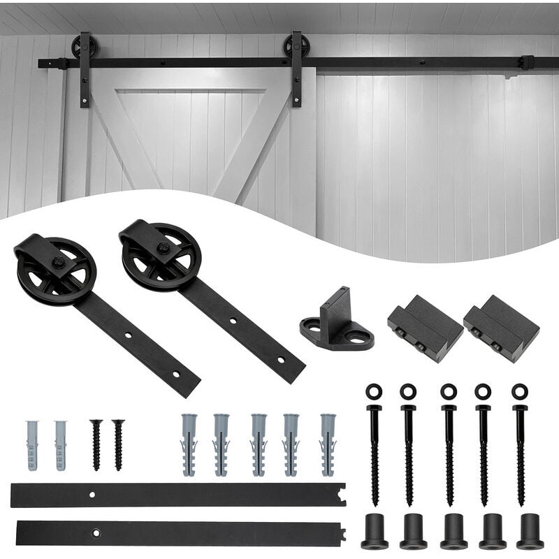 foto del prodotto randaco sistema di porte scorrevoli sistema di porte scorrevoli ferramenta per porte guida per porte maniglia per porte in legno riesenrad 183cm