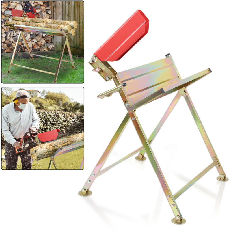 foto del prodotto randaco supporto per tronchi con supporto per motosega pieghevole supporto per tronchi in metallo 150kg