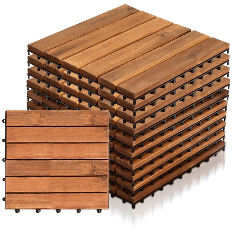 foto del prodotto randaco swanew 11 pezzi piastrelle in legno massiccio di acacia 30x30cm. piastrelle da esterno e interno per patio balcone