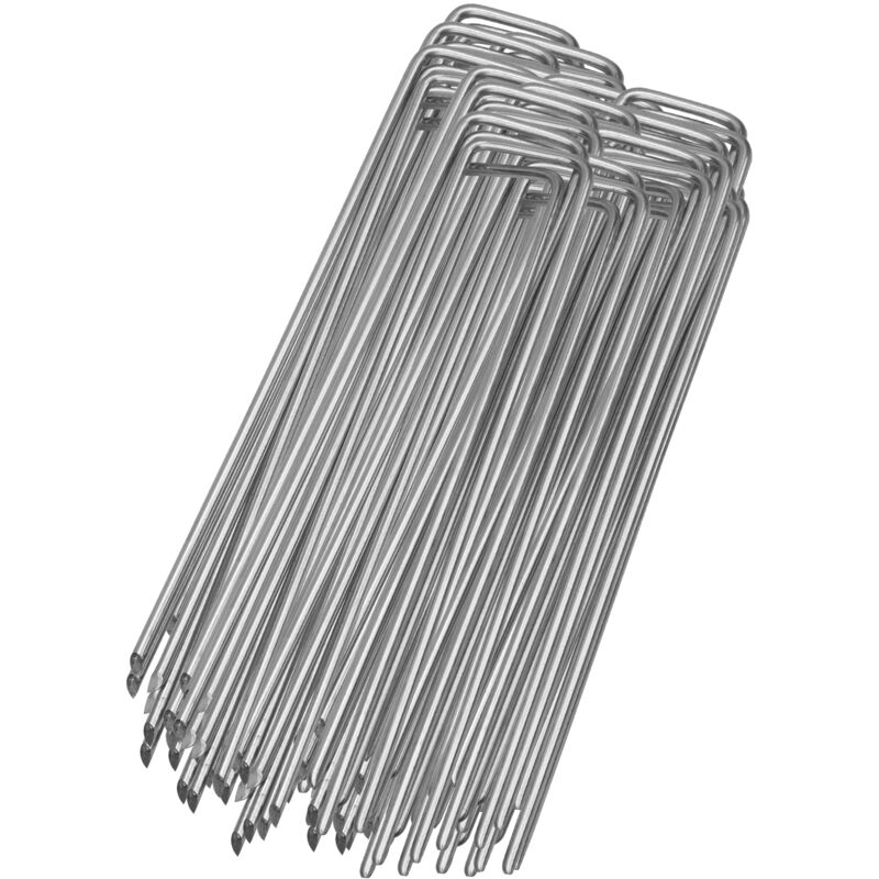 foto del prodotto randaco swanew 150 picchetti in acciaio zincato per ancoraggio a terra. 150 x 25 mm. per reti da giardinaggio arrotondate a u.