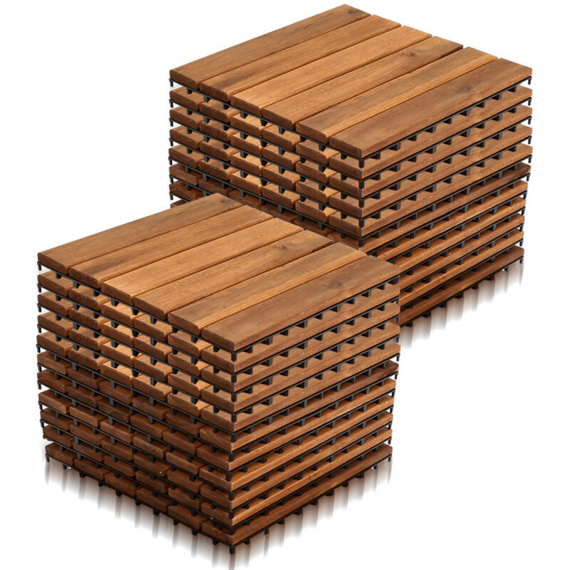 foto del prodotto randaco swanew 22 pezzi piastrelle in legno massiccio di acacia 30x30cm. piastrelle da esterno e interno per patio balcone