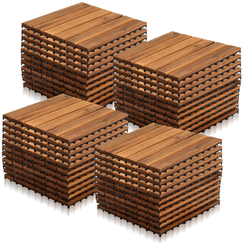 foto del prodotto randaco swanew 44 pezzi piastrelle in legno massiccio di acacia 30x30cm. piastrelle da esterno e interno per patio balcone