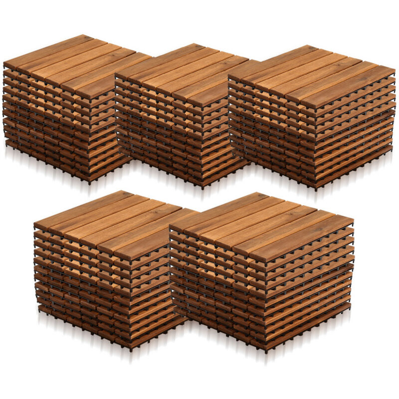foto del prodotto randaco swanew 55 pezzi piastrelle in legno massiccio di acacia 30x30cm. piastrelle da esterno e interno per patio balcone