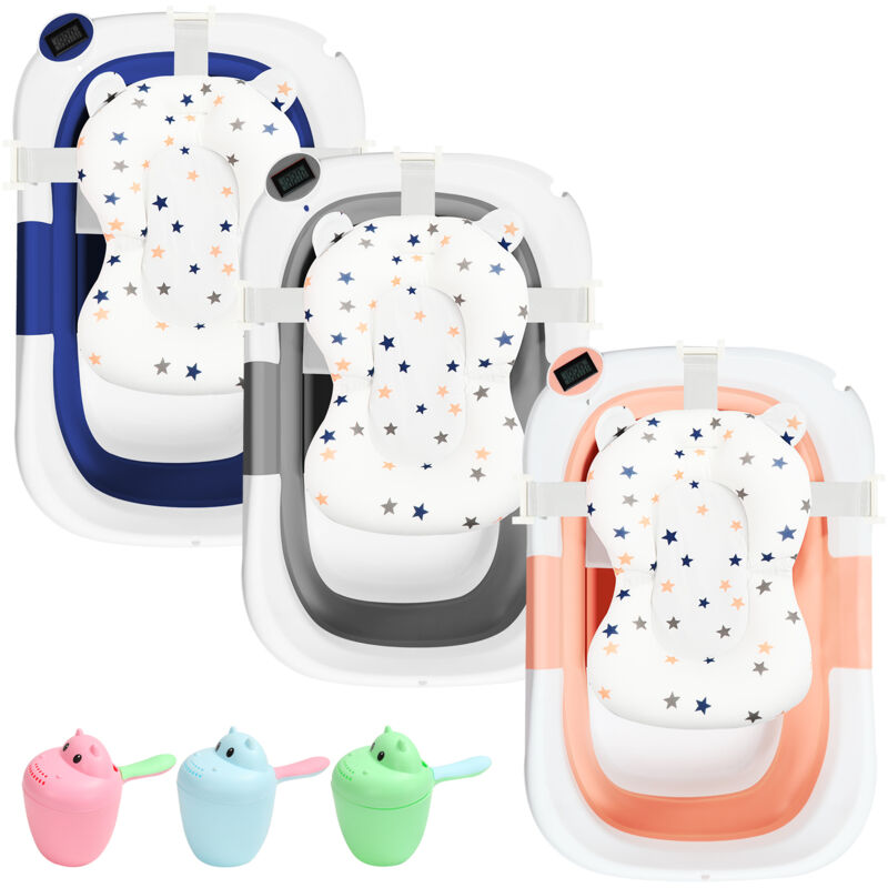 foto del prodotto randaco swanew baignoire pieghevole per beb 0 12 mesi con hamac de bain e termometro blu 60.5x43x20.5 cm