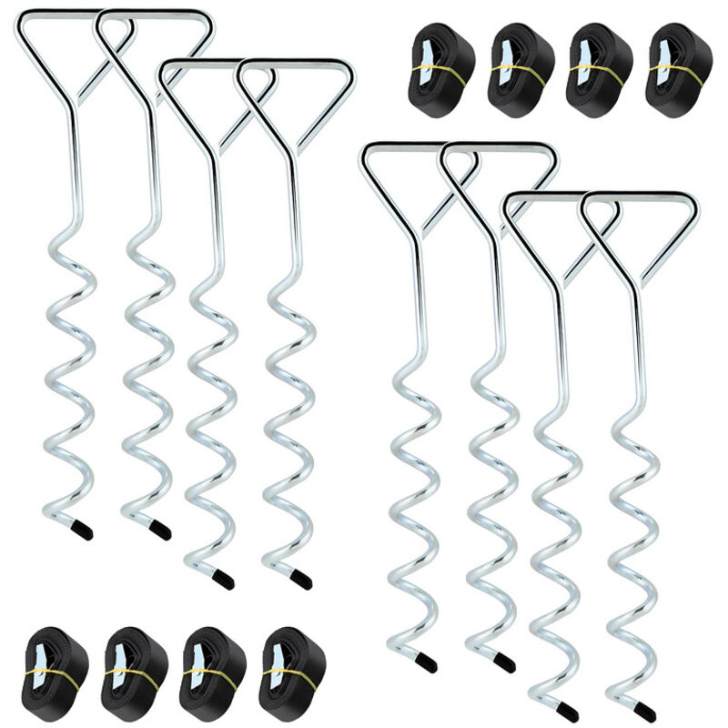 foto del prodotto randaco swanew kit di 8 pezzi di ancoraggio a pavimento per trampolino. altalena. ancoraggi a spirale con cinghie. ancoraggi per trampolino.