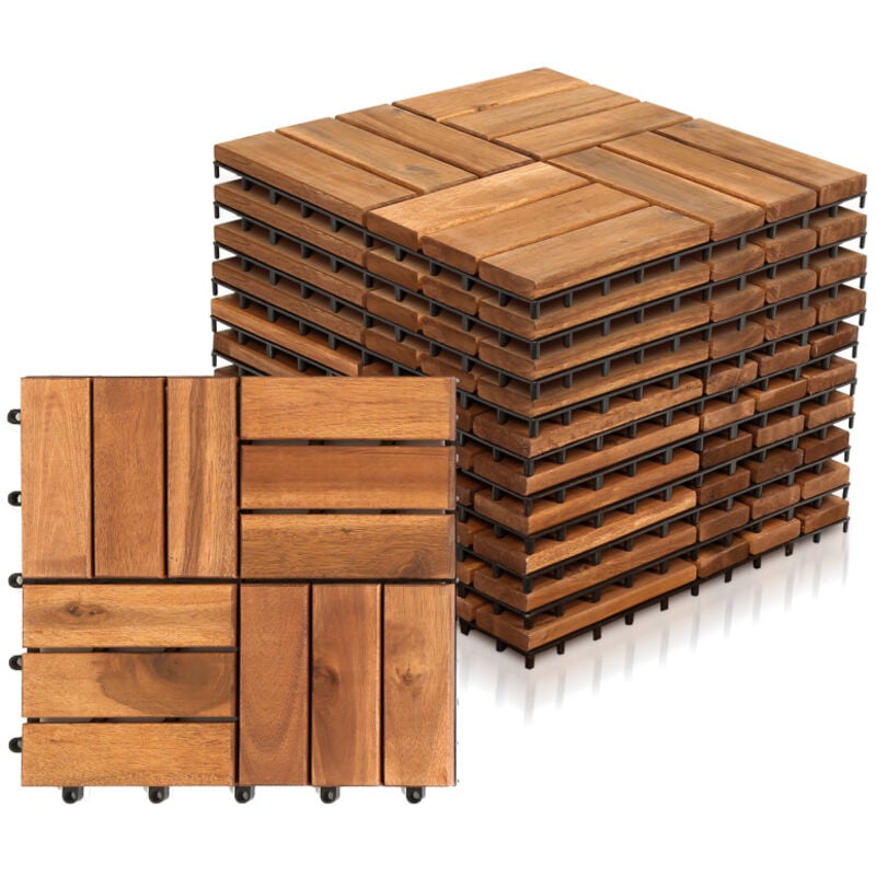 foto del prodotto randaco swanew piastrelle in legno di acacia a incastro. 30 x 30 cm. 1 m . per terrazze. giardini e balconi 11 pezzi 