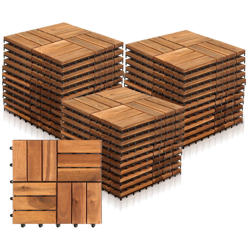 foto del prodotto randaco swanew piastrelle in legno di acacia a incastro. 30 x 30 cm. 3 m . per terrazze. giardini e balconi 33 pezzi 