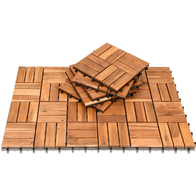foto del prodotto randaco swanew piastrelle in legno di acacia a incastro. 30 x 30 cm. 4 m . per terrazze. giardini e balconi 44 pezzi 