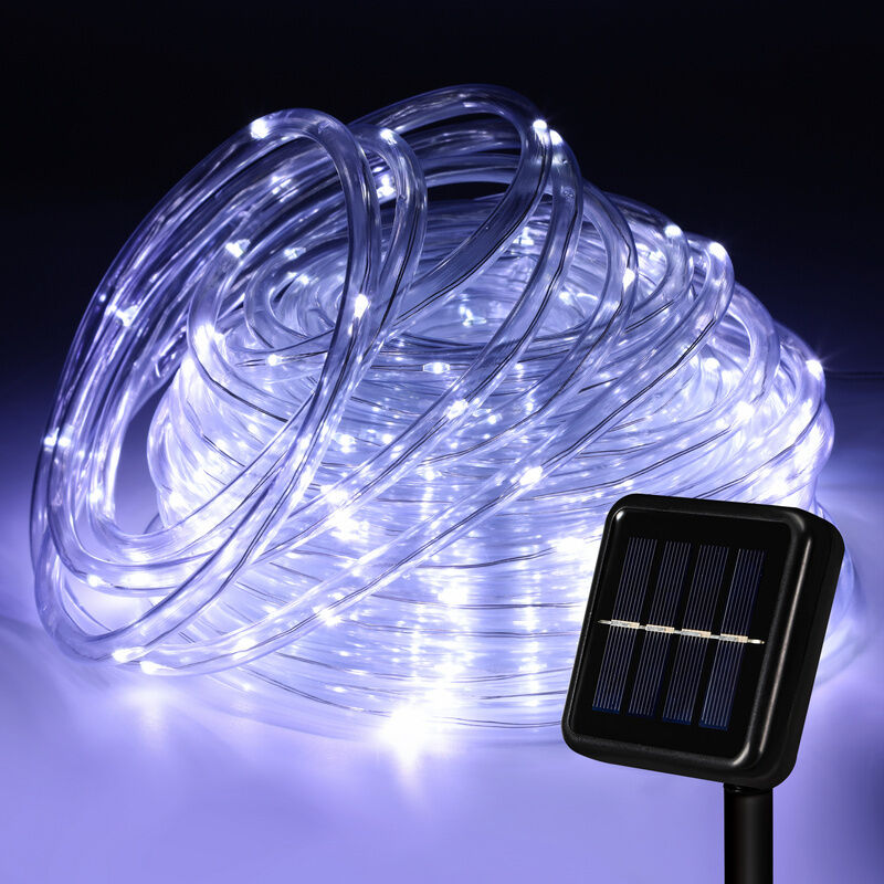 foto del prodotto randaco swanew stringa luminosa solare da esterno con 8 modalit per la decorazione di esterni. giardini e alberi. 12 m 100 led bianco freddo 